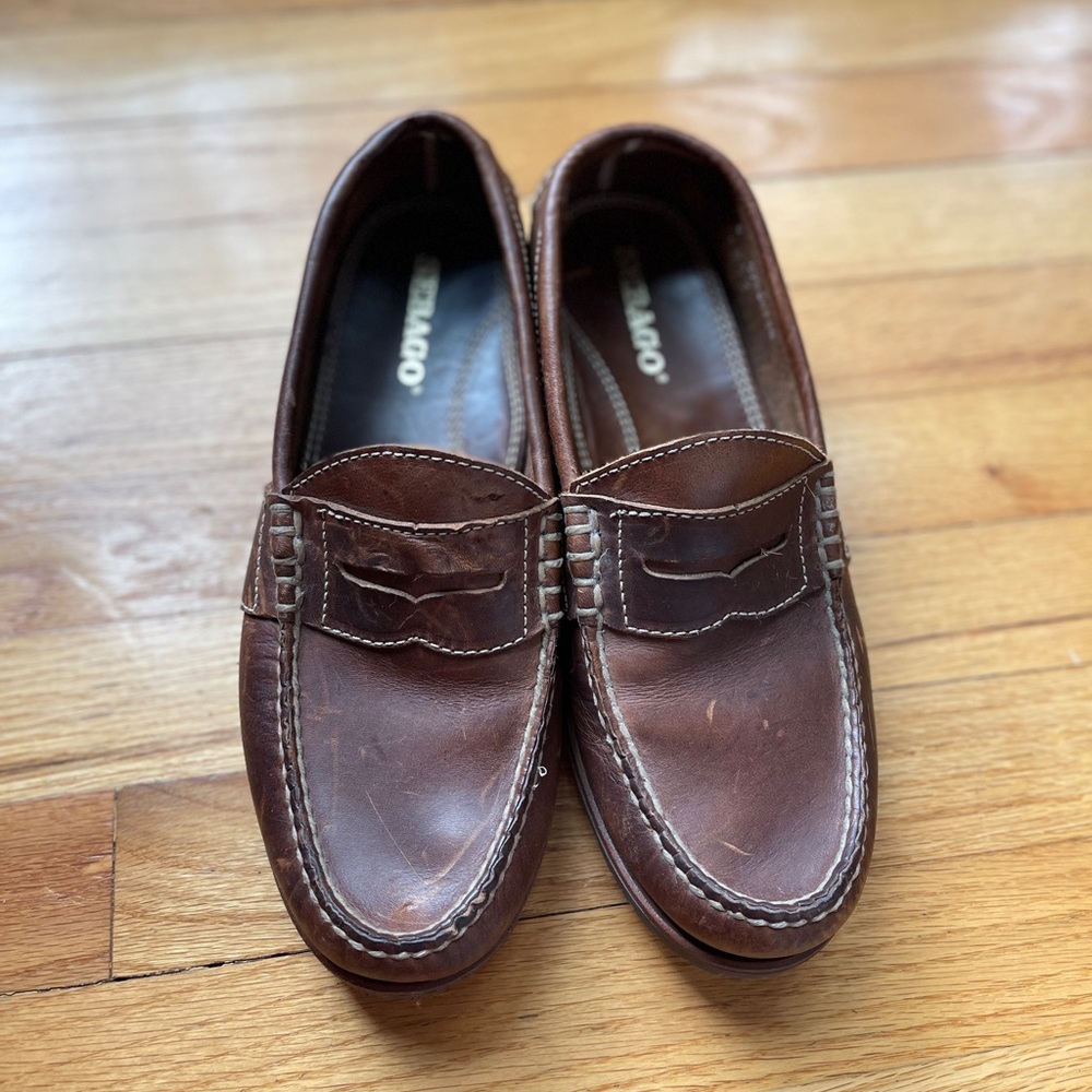 Sebago Brown Leather Penny Loafers Vibram Sole Classic Size 9 Men’s